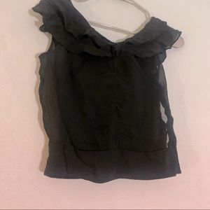 Black cropped ruffled black top